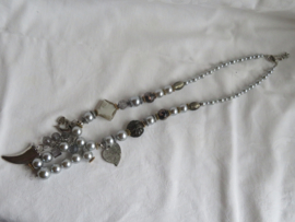 Vintage grijze fantasie parel halsketting