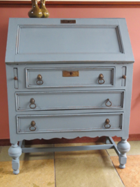 VERKOCHT Oude brocante blauwe secretaire bureau