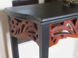 VERKOCHT Brocante zwarte kersenhouten sidetable - 80 cm breed