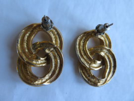 Vintage oorbellen oorstekers zilver/goud bicolour
