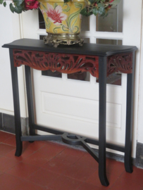 VERKOCHT Brocante zwarte kersenhouten sidetable - 80 cm breed