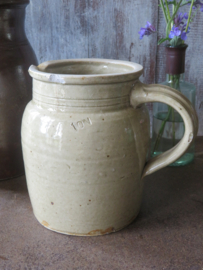 VERKOCHT Oude Franse beige greskan grespot - 16 cm (artikelnr. 121)