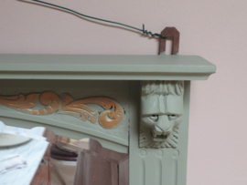 Oude brocante spiegel in groene houten lijst - 56 x 40 cm