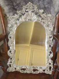 Brocante spiegel in barok gipsen lijst - 60 x 38 cm
