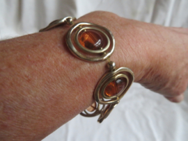 Vintage zilver armband met amber stenen