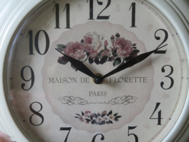 VERKOCHT Brocante ronde wandklok Maison de Florette Paris - 32 cm