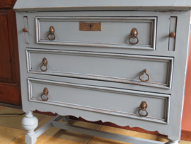 VERKOCHT Oude brocante blauwe secretaire bureau