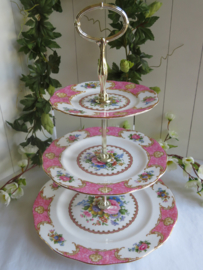 VERKOCHT Etagere 3-laags Royal Albert Lady Carlyle, 36 cm hoog