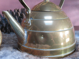 VERKOCHT Art Deco geelkoperen waterketel theeketel