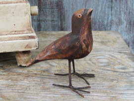 VERKOCHT Oud houten vogeltje, handgemaakt