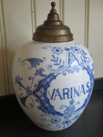 VERKOCHT Zeer grote antieke Delfts blauwe tabakspot winkelpot Varinas