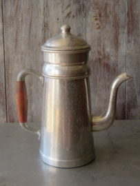 verkocht* Oude Franse aluminium koffiepot percolator