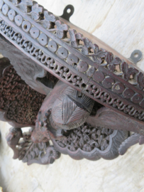 VERKOCHT Groot antiek houten hoek console - handgesneden Indonesisch teakhout - 50 cm