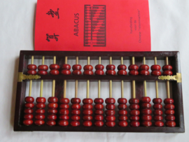 VERKOCHT Chinese abacus telraam hout en koper met handleiding