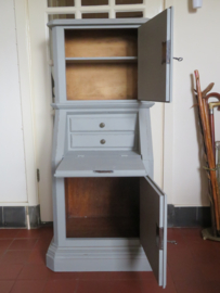 VERKOCHT Oude brocante smalle secretaire kast bureau