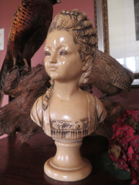 Antieke Franse spekstenen buste vrouw - 35 cm hoog
