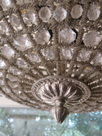 Kristallen zak kroonluchter in zilver armatuur - 100 x 50 cm