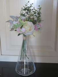 Boeketje kunstbloemen witte rozen - 7 stelen - 38 cm