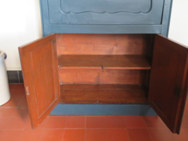 VERKOCHT Antieke blauwe Biedermeier kast secretaire