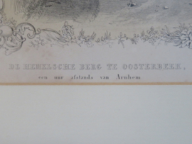 VERKOCHT Antieke litho, De Hemelsche Berg te Oosterbeek, H.W. Last ca. 1860