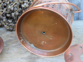 VERKOCHT Oud roodkoperen theelicht met bijbehorende waterketel