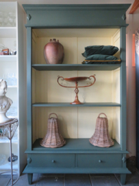 VERKOCHT Oude brocante massief eikenhouten open kast boekenkast