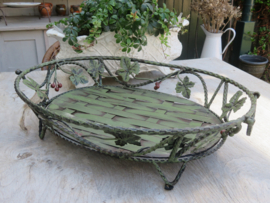 Brocante ovale groene smeedijzeren schaal - 52 x 40 cm