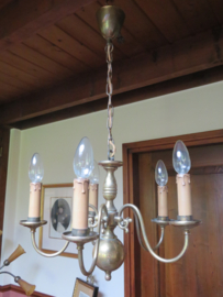 VERKOCHT Oude Franse messing bol kroonluchter hanglamp - 5-lichts