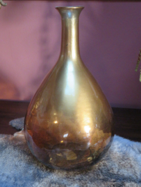 VERKOCHT Vintage goudkleurige glazen vaas, 31 cm