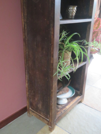 VERKOCHT Brocante open houten kast met ingebouwde klok Colonial Clock Co.