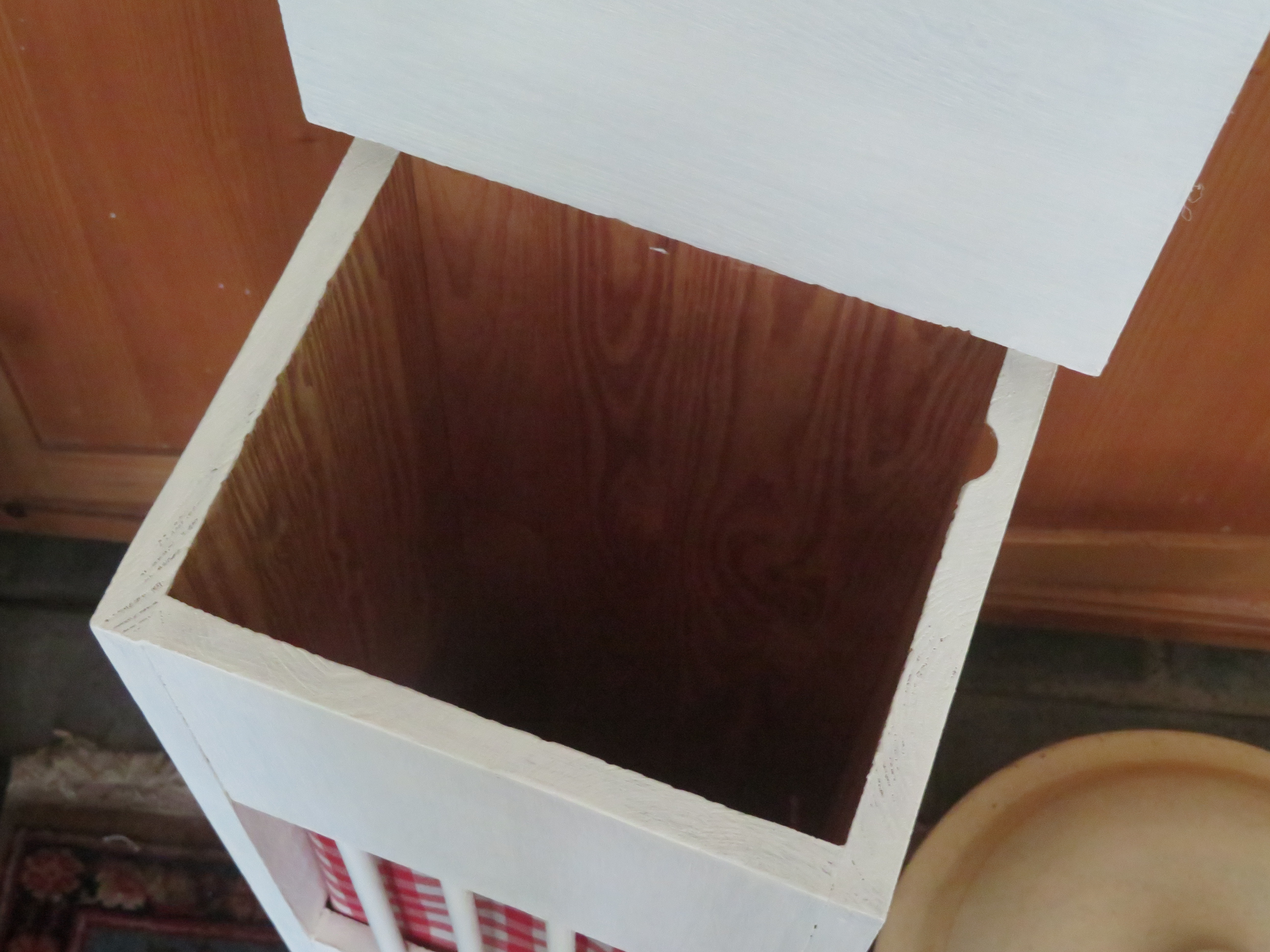 Brocante Frans wit houten stokbroodkastje broodkastje