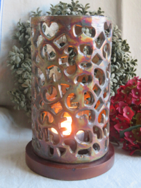 Vintage opengewerkt metalen windlicht - 24 cm hoog