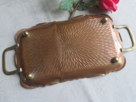Oud roodkoperen dienblad - 24 x 15 cm