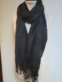 Vintage grote effen zwarte sjaal - 200 x 95 cm