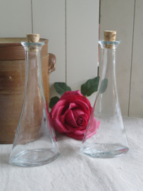 Vintage glazen olie- en azijnstel