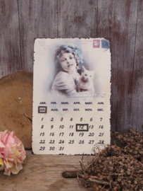 VERKOCHT Vintage blikken kalender met magneten