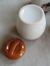Vintage aardewerk kruidenpot met deksel (spices) - (prijs per stuk)