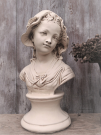 Brocante witte gipsen buste borstbeeld vrouw, 43 cm hoog