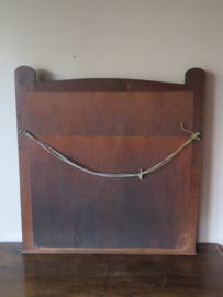 Antieke spiegel in zwarte eikenhouten lijst met planchet - 87 x 86 cm