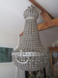 Kristallen zak kroonluchter in zilver armatuur - 100 x 50 cm