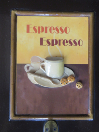 VERKOCHT Brocante Italiaans houten handdoekenrek keukenrek - latte cappuccino espresso