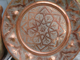 Oud Marokkaans roodkoperen dienblad schaal - 24 cm