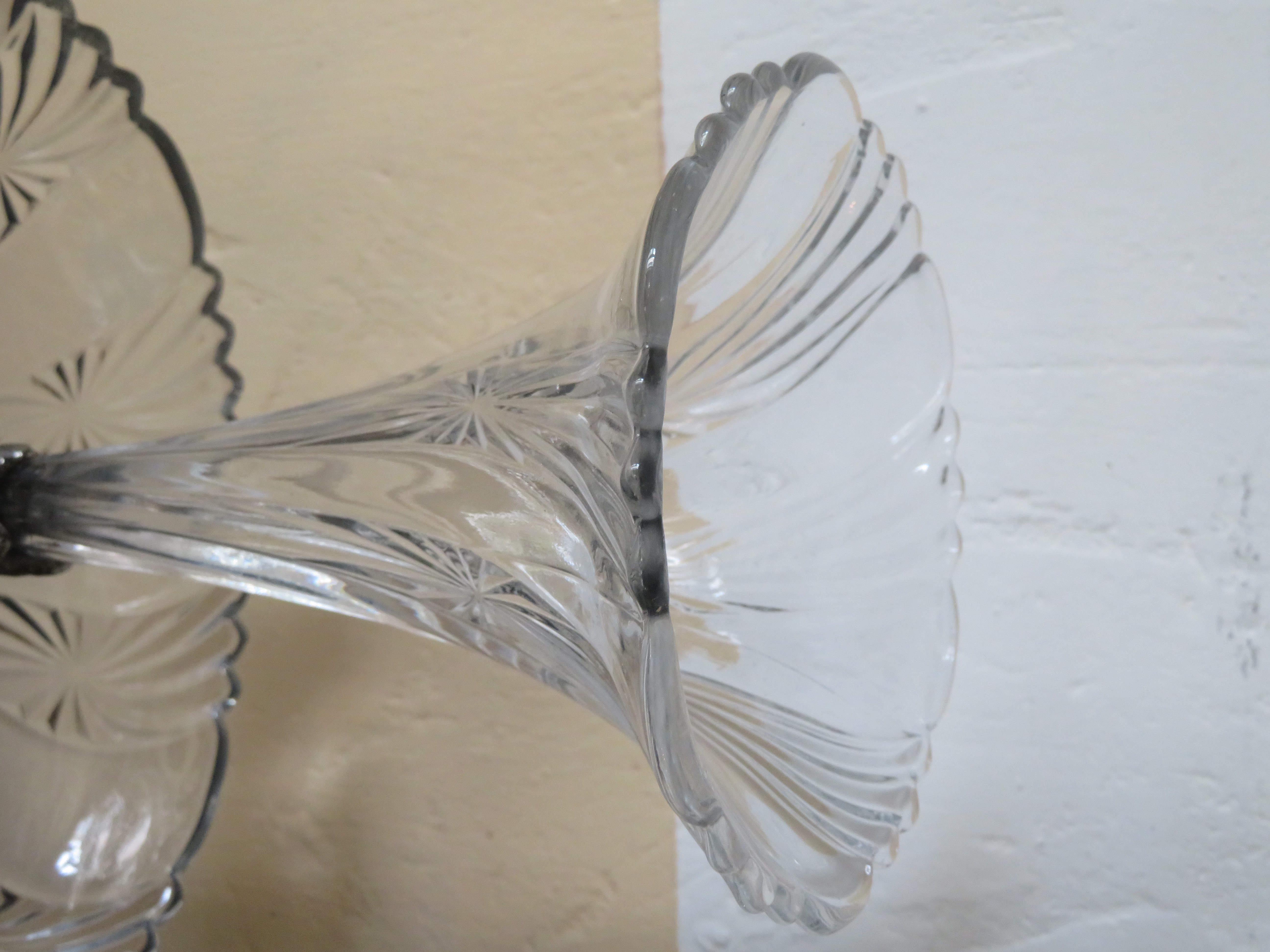 Vintage Frans verzilverd kristallen piece de milieu - tafelstuk - centerpiece