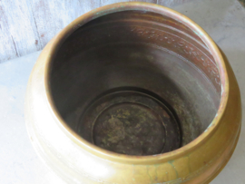 VERKOCHT Oude Franse koperen bloempot - 17 cm hoog
