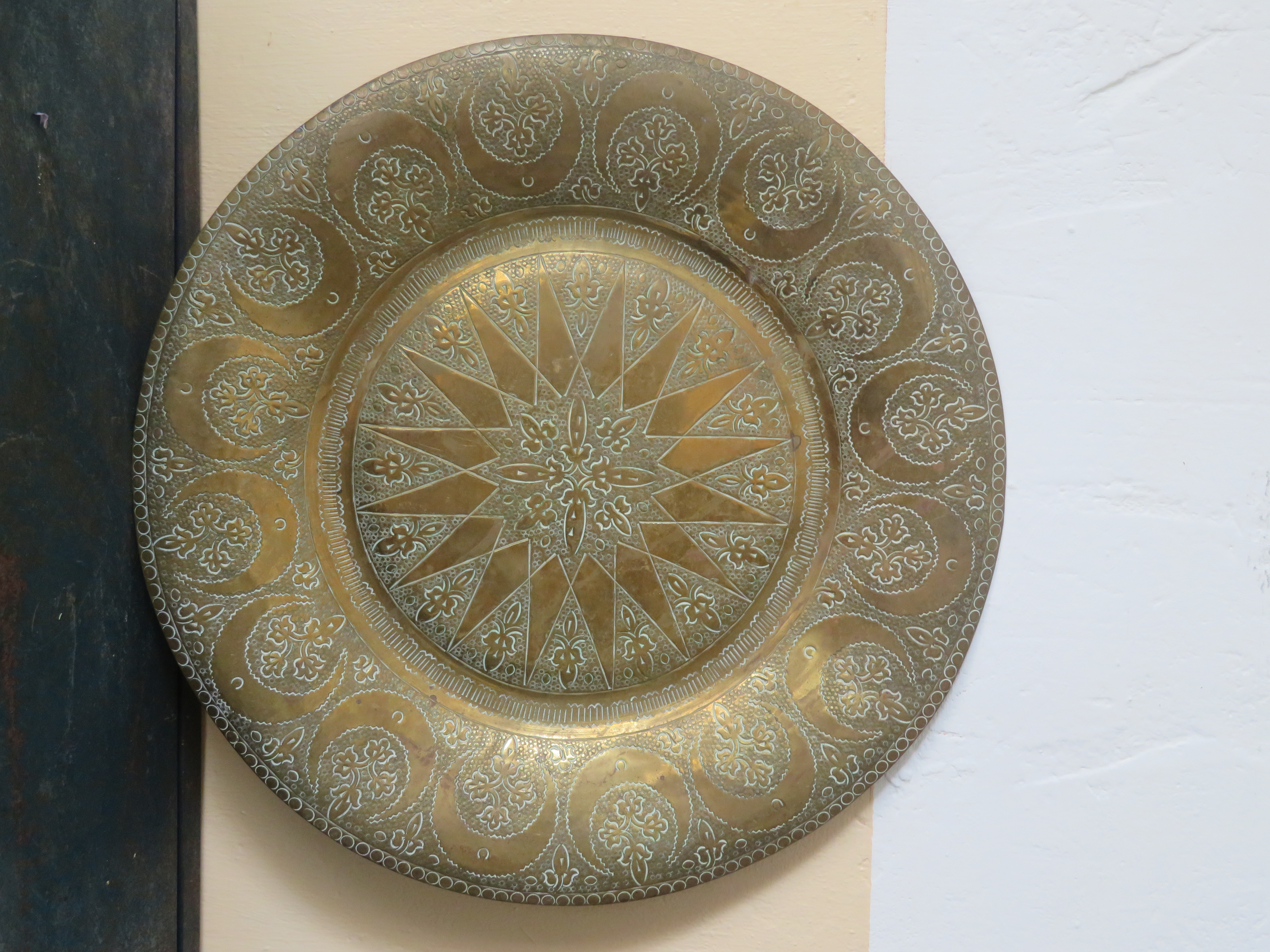 Oud Marokkaans koperen dienblad schaal - 35 cm