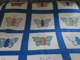 VERKOCHT Oude Amerikaanse patchwork quilt uit 1936, 200x240cm