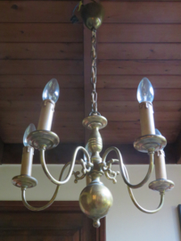 VERKOCHT Oude Franse messing bol kroonluchter hanglamp - 5-lichts