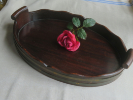 Antiek mahonie gekuipt dienblad - 49 x 33 cm