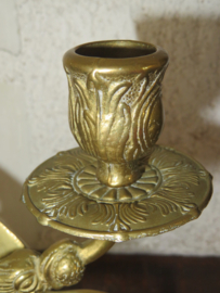 Stel antieke bronzen kandelaars griffioen - 19e eeuw - set van 2 stuks