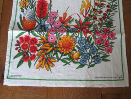 Vintage Australische theedoek 'bloemen' - 76 x 46 cm